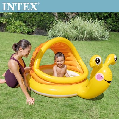 【INTEX】BABY小蝸遮陽幼兒戲水池145x102x74cm(53L)適用1-3歲(57124) 15120340