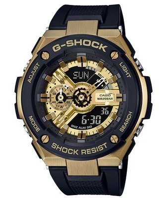 【金台鐘錶】CASIO卡西歐 G-SHOCK 強悍多功能運動錶 防水200米 膠帶錶 GST-400G-1A9