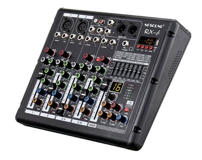RX-6 MIXER專業6軌7段均衡/USB混音器/16種混響/卡拉OK/直播/電腦錄音/手機APP歌唱/48V電源