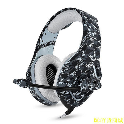 天極TJ百貨3.5mm迷彩有線耳機頭戴式電腦遊戲聽歌耳機PS4遊戲耳機