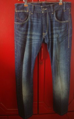 【美國LeVI'S】男 藍色刷白 523牛仔直筒褲˙34腰