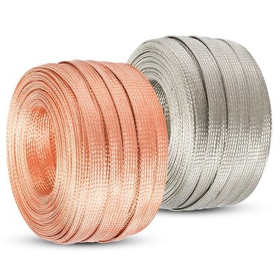 銅編織帶接地線銅絞線軟裸銅線鍍錫扁導電帶（1米）-KK220704