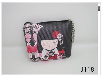皮姐包弟『J118』日本和風和服娃娃鑰匙圈零錢包-可超商