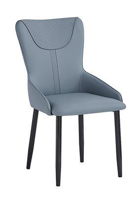 【生活家傢俱】JF-477-4：灰藍皮鐵腳餐椅【台中家具】洽談椅 商業空間 造型椅 休閒椅 書桌椅 皮餐椅 皮革+鐵腳