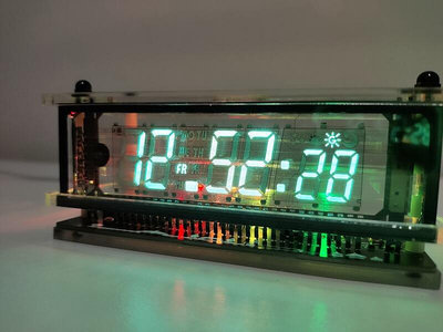 VFD屏時鐘 透明基底稀有古董真空熒光顯示屏含溫補時鐘