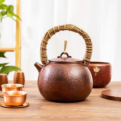 一張打銅壺手工紫銅壺燒水銅壺復古做舊銅茶壺電陶爐燒水壺