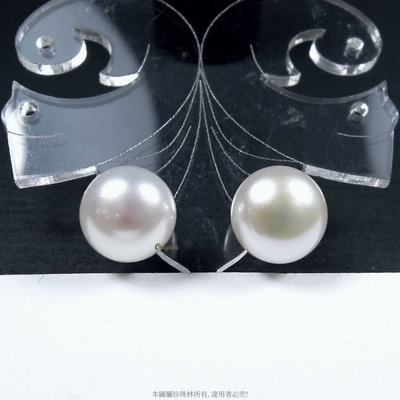 珍珠林~皮光特佳9mm真珠穿洞式耳環~純正天然淡水粉白色真珠#978a+1