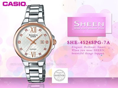 CASIO 卡西歐 手錶專賣店 SHE-4524SPG-7A 女錶 不鏽鋼錶帶   防水  玫瑰金離子