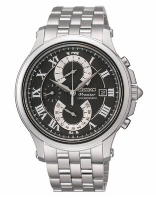 SEIKO 精工 Premier系列 雙逆跳計時腕錶 (黑)SPC067J1/7T85-0AC0D /40mm