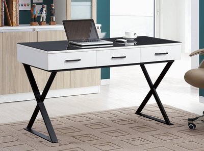 【生活家傢俱】HJS-634-1：希貝斯4.5尺玻璃書桌-白色【台中家具】電腦桌 強化玻璃辦公桌 系統家具 台灣製造