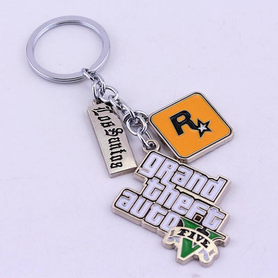 GTA5遊戲周邊掛件書包鑰匙扣俠道列獵飛車手金屬鑰匙扣鏈圈R星