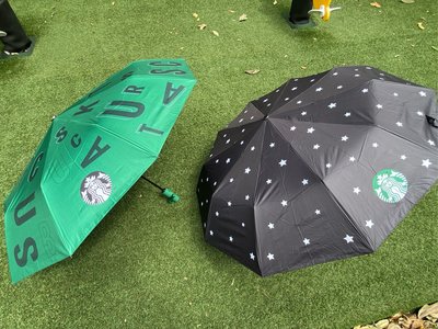 星巴克 雨傘 自動傘 雨天 晴天 黑色 綠色