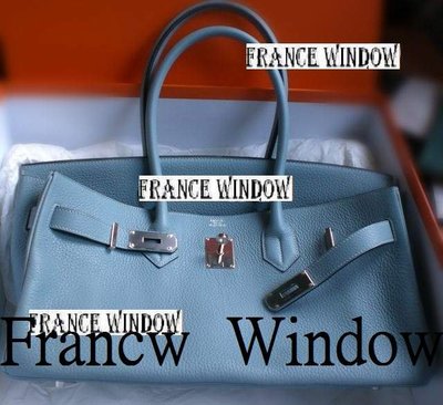 France Window 愛瑪仕 柏金包 Hermes Shoulder Birkin 天空藍色7G銀扣Tc皮42Cm