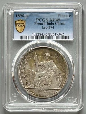 【二手】 PCGS XF45 法屬坐洋銀幣1894 加重坐洋1049 銀元 錢幣 硬幣【明月軒】