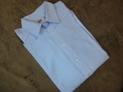 (抓抓二手服飾)  DAKS  長袖條紋襯衫  水藍色   L   (167)