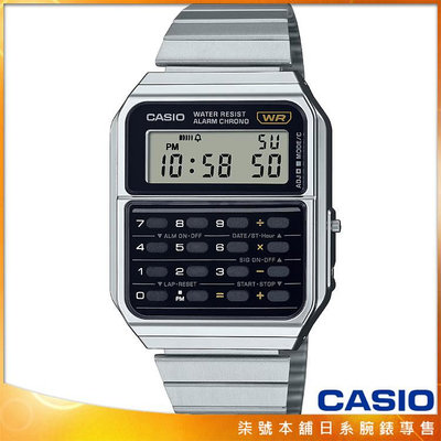 【柒號本舖】CASIO 卡西歐DATA BANK 鬧鈴計算機電子鋼帶錶-黑 # CA-500WE-1A (台灣公司貨)
