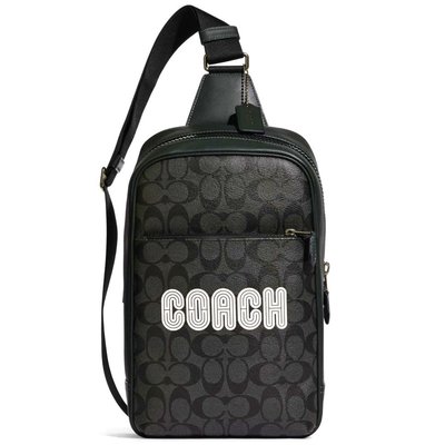 【美麗小舖】COACH CE522 亞馬遜綠真皮/黑色防刮PVC 單肩包 斜背包 胸前包 後背包-全新真品現貨在台