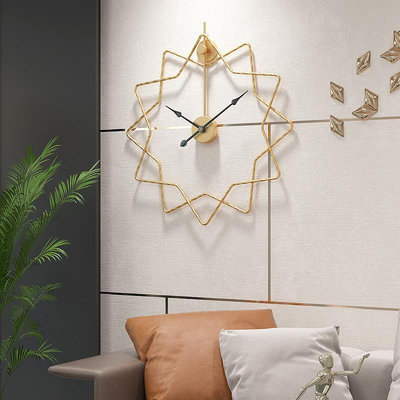 時鐘 亞馬遜熱賣北歐簡約掛鐘 輕奢客廳創意鐘錶鐵藝裝飾壁鐘