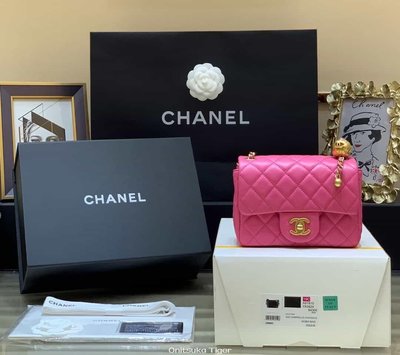 [二手]Chanel Flap Bag 新款金屬球包金珠CF方胖子 AS1786粉色