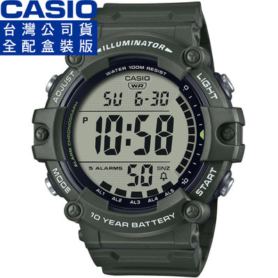 【柒號本舖】CASIO 卡西歐大液晶野戰電子錶-軍綠 # AE-1500WHX-3A (台灣公司貨全配盒裝)