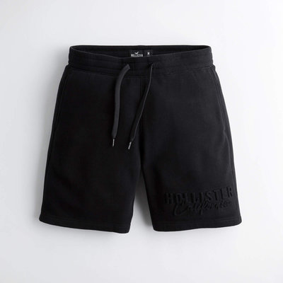 【HOLLISTER Co.】【零碼XL】HC男款棉短褲左下立體印字黑 F03200808-01