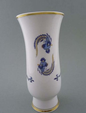 歐洲美瓷坊-德國Meissen-Ming Dragon 藍色手繪明龍金緣花瓶