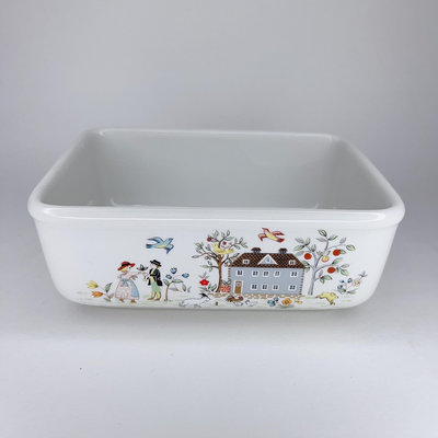 日瓷 日本中古復古鄉村闐園風小情侶長方形碗 置物盒