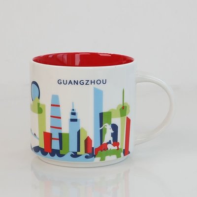 Starbucks 廣州城市杯星巴克陶瓷杯子馬克杯咖啡杯辦公夏季水杯~特價
