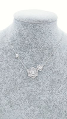 伯爵玫瑰設計款 750/18k金天然鑽石套鍊項鍊 主石2顆共0.286克拉碎鑽0.576克拉 戒指 裸石 藍寶石 情人節