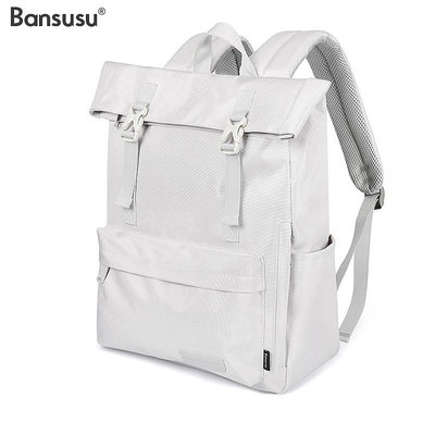 Bansusu.純色大容量旅行雙肩包背包電腦包學院風書包減壓男女情侶