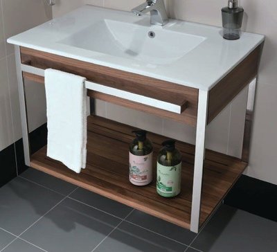 《優亞衛浴精品》CORINS 柯林斯摩登瓷盆柚木實木拼板浴櫃 MO-80