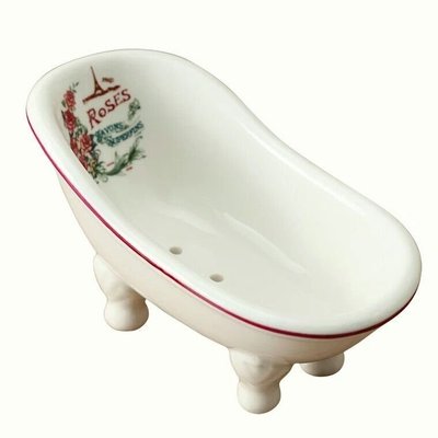 粉紅玫瑰精品屋～歐式巴黎玫瑰瀝水肥皂盒 陶瓷肥皂盒～