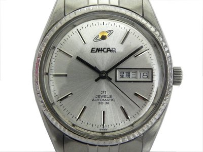 [專業模型] 機械錶 [ENICAR 2158] 英納格 蠔式自動上鍊錶[銀色面]時尚/軍錶/中性錶