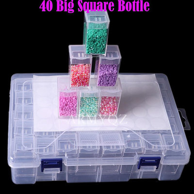 40 方瓶盒透明容器盒鑽石畫配件鑽石刺繡珠收納盒收納盒修指甲, 珠寶工具（滿599免運）