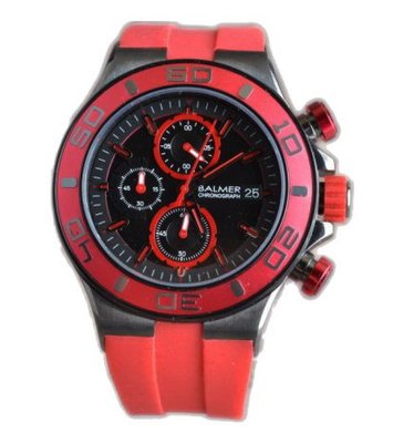 Roven Dino羅梵迪諾／時尚休閒三眼計時腕錶-黑x紅／男錶／女錶／RD694-656
