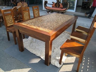 幸福家實木傢俱 鐵木小木頭造型餐桌, 長桌, 3種尺寸: 152cm / 176cm/ 200cm (CDT-M )