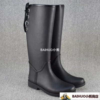 外貿新款時尚雨靴女加絨綁帶雪地靴高筒防水防滑冬季保暖長筒水鞋-BAIHUO