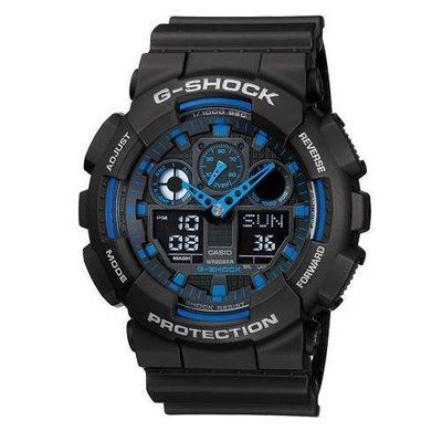 G-SHOCK 個性Man運動錶(GA-100-1A2)-黑x藍/51.2mm