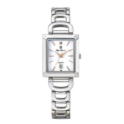 「官方授權」OP奧柏錶 女 白面長形銀框 石英腕錶 (2477LS) 23mm