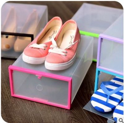 DIY側拉鞋盒【SQ5258】側拉水晶加厚塑料鞋盒環保框架透明鞋盒內衣收納盒文具盒