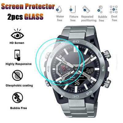 2片 HD透明荧幕保護膜適用於卡西歐EDIFICE ECB-2000D 2000DC 2000PB鋼化玻璃保護貼