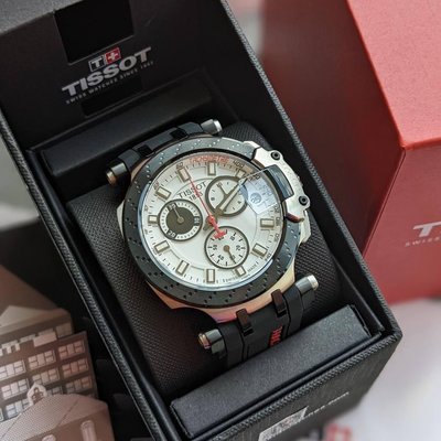 TISSOT T-Race Chronograph 白色面錶盤 黑色橡膠錶帶 石英 三眼計時 男士手錶 T1154172701100 天梭腕錶