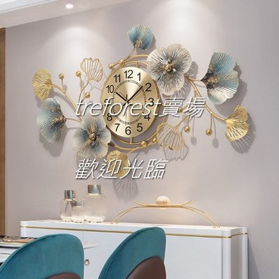 WS66A 新中式橫款加大創意掛鐘靜音機芯手工彩繪鐵藝材質現代輕奢臥室客廳擺件掛鐘造型時鐘