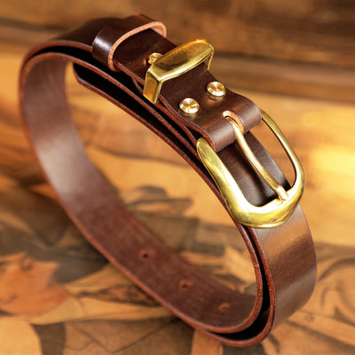 舊嘢販革 J&amp;E英國進口馬韁革 手工訂製高端復古牛皮純銅腰帶皮帶