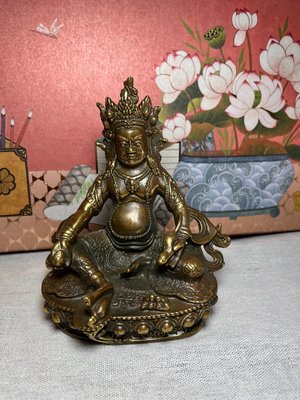 早期收藏銅雕佛像西藏密宗財神黃財神擺件