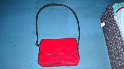 ~保證真品 LACOSTE 紅色PVC款大方包 斜背包 側背包~便宜起標標多少賣多少無底價