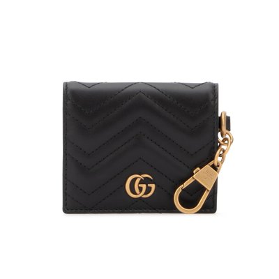 [全新真品代購] GUCCI GG Marmont 黑色皮革 扣式 短夾 / 皮夾 546579