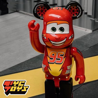 全館免運  BE@RBRICK 1000% 汽車總動員 閃電麥昆 積木熊 可開發票