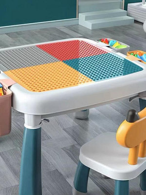 居家佳:費樂積木桌多功能大顆粒寶寶拼裝玩具益智兒童游戲桌學習玩水玩沙 自行安裝