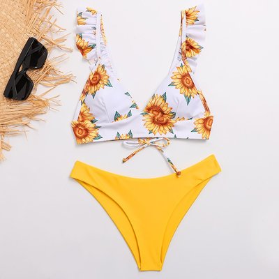 亞馬遜外貿新款太陽花比基尼 歐美性感三角泳衣跨境泳裝